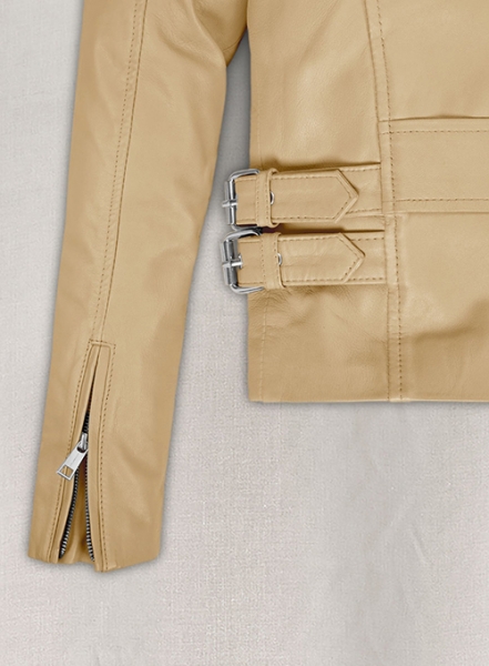 Soft Beige Hilary Duff Leather Jacket #2