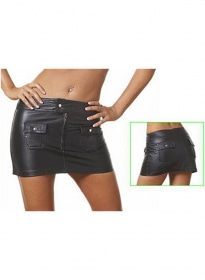 Flap Pocket Leather Skirt - # 122