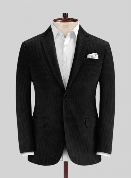 Black Stretch Corduroy Suit