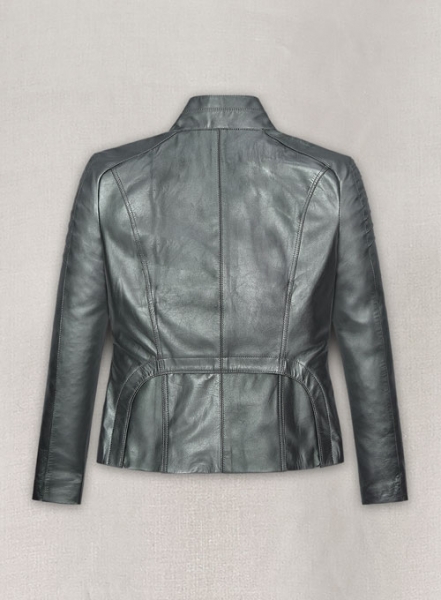 Metallic Lurex Gray Leather Jacket # 265