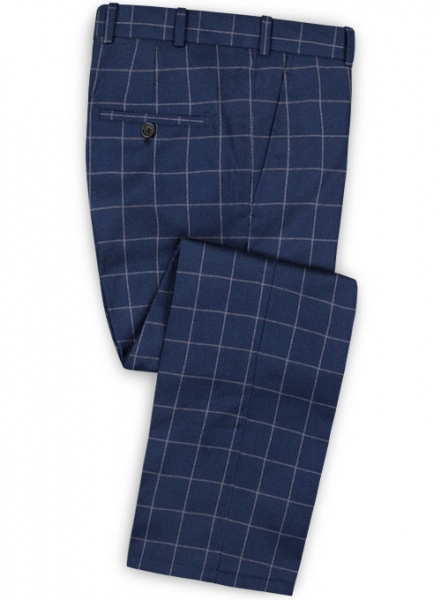 Blue Windowpane Flannel Wool Suit