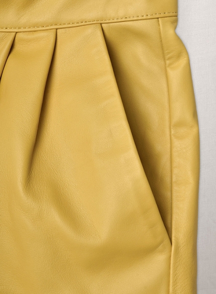Yellow Leather Cargo Shorts Style # 360