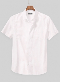 Soft Pink Herringbone Cotton Shirt - Half Sleeves