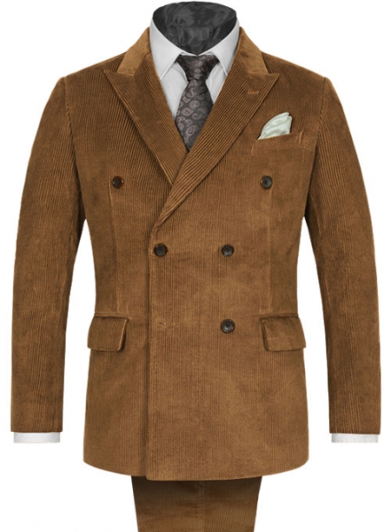 Camel Thick Corduroy Double Breasted Suit