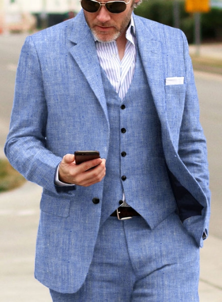 Italian Nile Blue Linen Suit