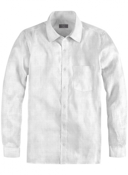 White Self Square Shirt - Full Sleeves
