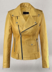 Yellow Rihanna Leather Jacket #1