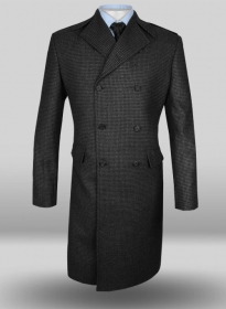 Vintage Black Knit Tweed GQ Trench Coat