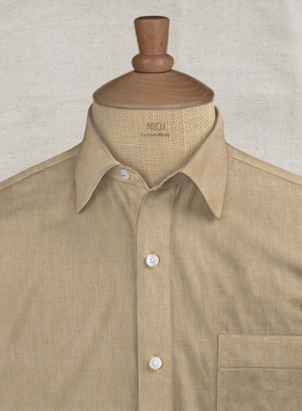 European Beige Linen Shirt - Half Sleeves