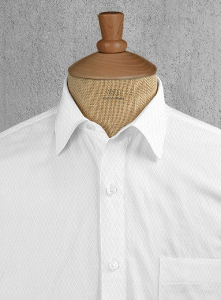 Italian Cotton Dobby Ordaz White Shirt - Half Sleeves