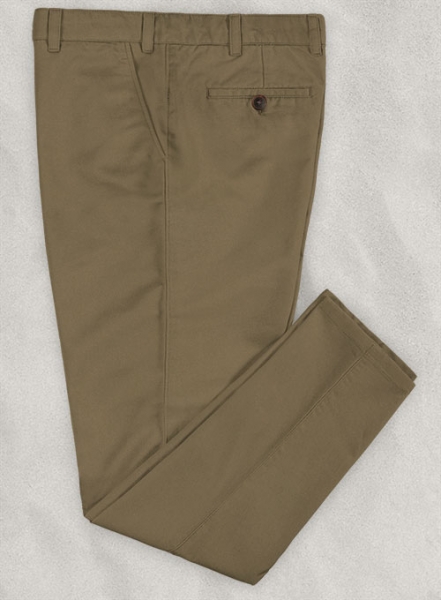 Dark Beige Feather Cotton Canvas Stretch Chino Pants