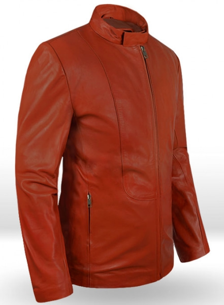 Bright Orange Leather Jacket #706