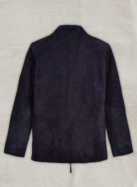 Dark Blue Suede Leather Robe Couture Jacket - M Regular