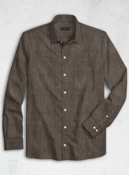 European Dark Brown Linen Shirt - Full Sleeves