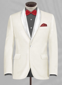 Napolean Ivory Wool Tuxedo Jacket - Satin Lapel