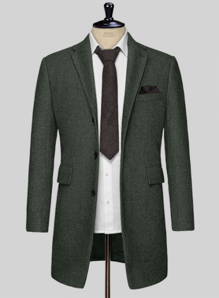 Rope Weave Green Tweed Overcoat