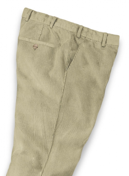 Light Khaki Thick Corduroy Trousers - 8 Wales