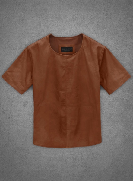 Light Weight Unlined Tan Leather T-Shirt