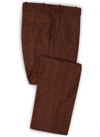 Italian Wide Herringbone Brunette Tweed Pants