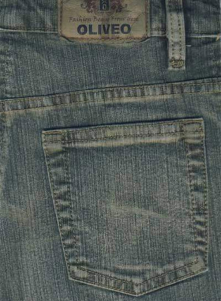 Green Stretch Denim Jeans - Vintage Wash