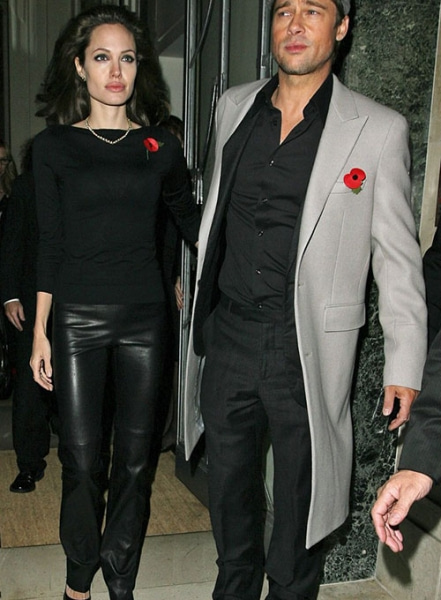 Angelina Jolie Leather Leggings