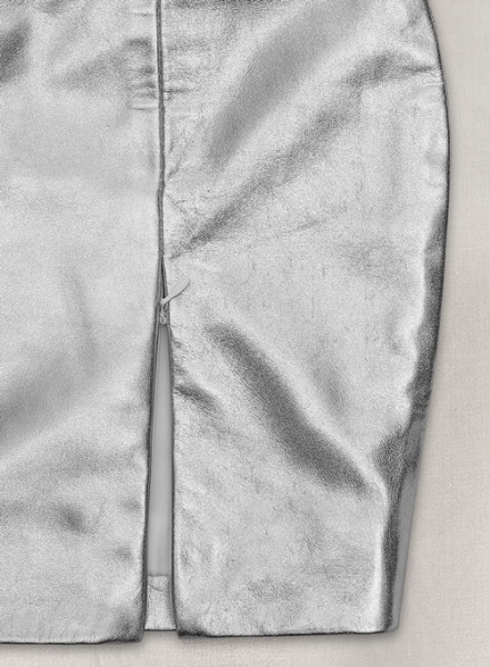 Silver Adjustable Slit Leather Skirt