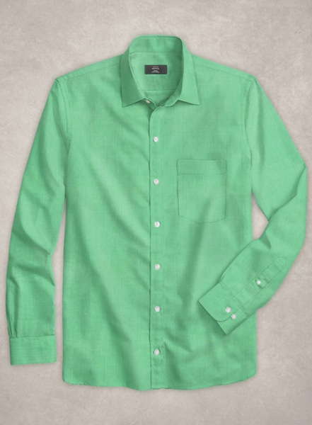 Giza Coral Green Cotton Shirt - Full Sleeves