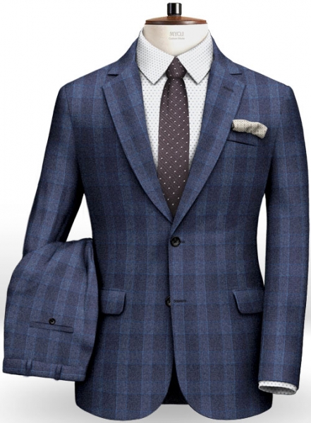 Blue Mont Checks Flannel Wool Suit