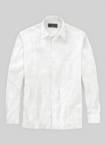 Italian Cotton Linen Tuia White Shirt - Full Sleeves