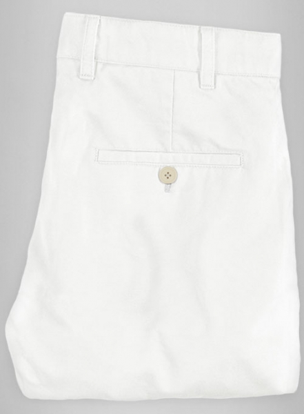 White Feather Cotton Canvas Stretch Pants