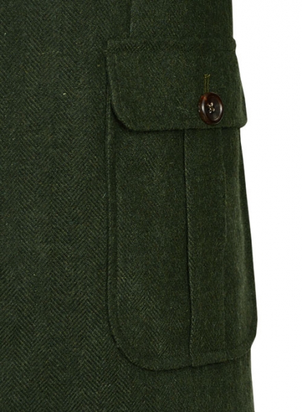 Vintage Herringbone Green Tweed Danish Style Sports Coat