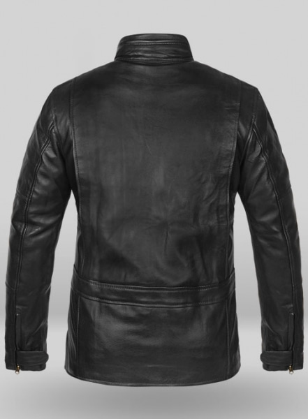 Thick Black Leather Jacket #881 - L Regular