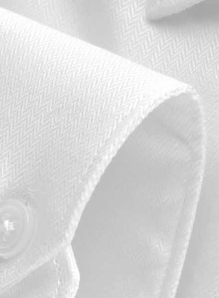 White Herringbone Cotton Shirt - Full Sleeves