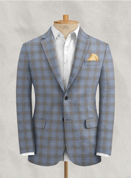 Italian Linen Artic Blue Checks Jacket