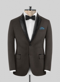 Worsted Dark Brown Wool Tuxedo Jacket