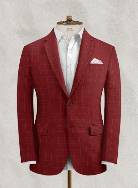 Italian Linen Rosewood Checks Jacket