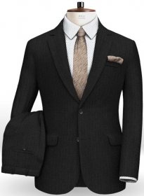 Caviar Stripe Black Wool Suit