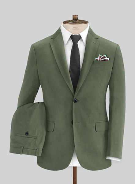 Olive Green Cotton Suit