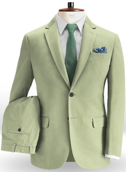 Stretch Summer Weight River Green Chino Suit