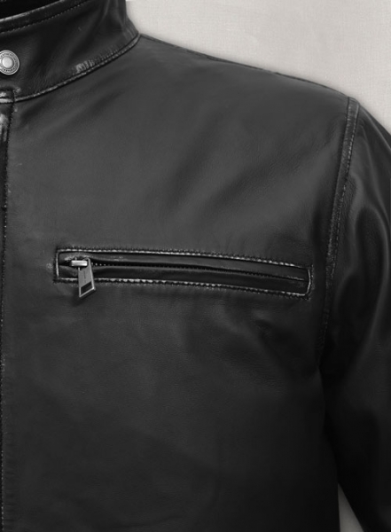 Rubbed Black Bradley Cooper Burnt Leather Jacket