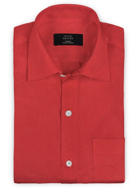 Birdseye Tango Red Cotton Shirt - Full Sleeves