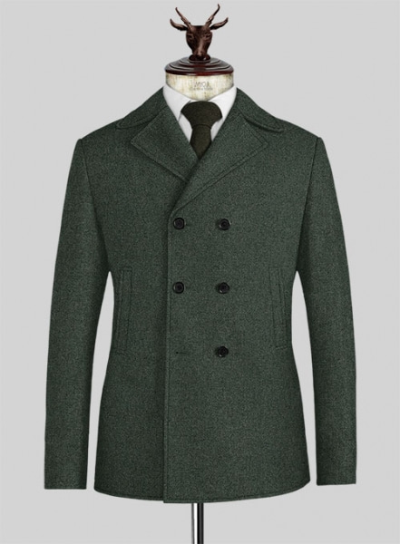 Green Heavy Tweed Pea Coat