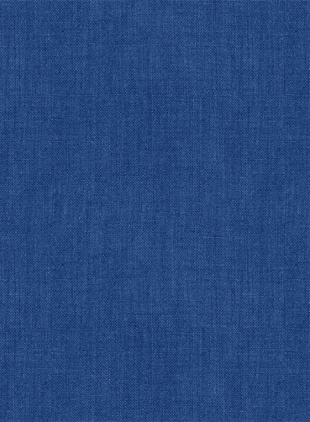 European Sapphire Blue Linen Western Style Shirt - Half Sleeves