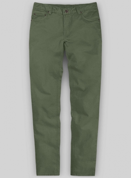 Olive Green Cotton Chino Jeans