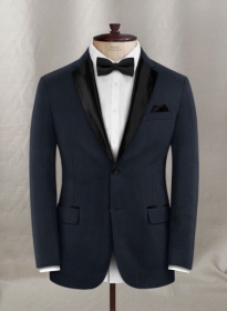 Napolean Navy Herringbone Wool Tuxedo Jacket