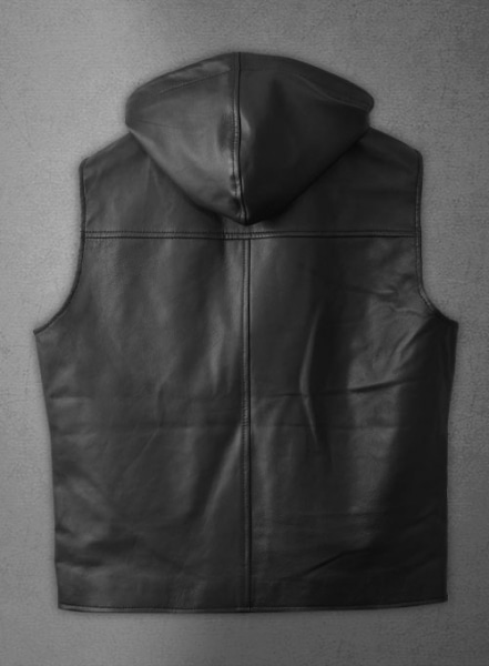 Leather vest cheap with hood