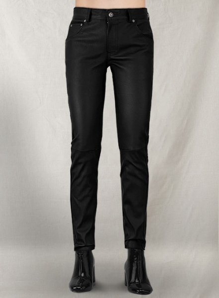 Black Stretch Leather Jeans