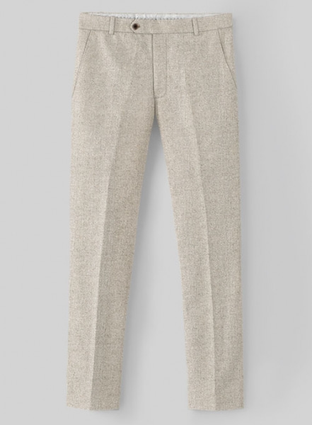 Vintage Herringbone Light Beige Tweed Pants