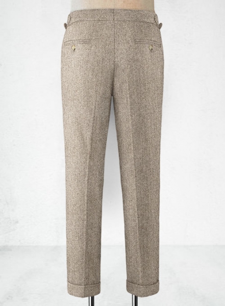 Vintage Herringbone Brown Highland Tweed Trousers