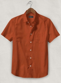 Rust Stretch Poplene Shirt - Half Sleeves